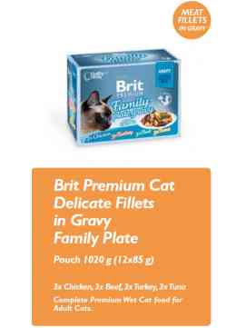 Brit Cat Pouch  Gravy Fillets Family Plate Karma Dla Kota  (12X85g)